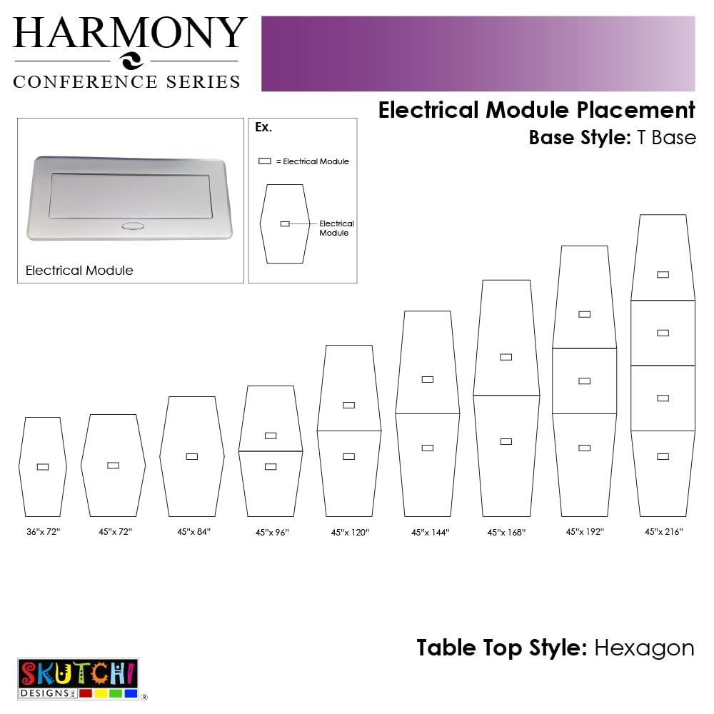 14 Person Hexagon Shaped Modular Conference Table with Power & Data | Harmony Series Meeting Tables with Brushed Silver Metal T-Bases | Scratch-Resistant Laminate | Lakeland Salt � 14 Ft SKUTCHI DESIGNS INC.