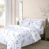 YINFUNG Blue Floral Cotton Duvet Cover Set Full White Yellow Flower Wildflower Cottage Botanical Summer French Country Girls Women Spring All Season Duvet Cover Zipper Aesthetic Bedding Set YINFUNG