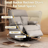 GNMLP2020 Swivel Rocker Recliner, Rocking Recliner Chair, Small Rocker Recliners for Small Spaces, Living Room, Bedroom, Nursery, RV, Light Grey