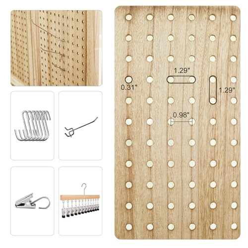 Pegboard Display, 5.6Ft Portable Freestanding Wall Organizer Wooden Room Divider Folding Privacy Screens for Craft Art Display Board (6panels, Natural) Svimi