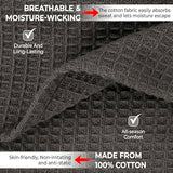 100% Cotton Blankets for Bed - Waffle Weave Blankets for Summer, Lightweight and Breathable Soft Woven Blanket for Spring (Dark Grey, Queen (90" x 90")) QUBA LINEN