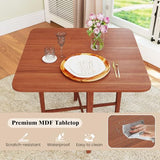 COSTWAY Square Drop Leaf Dining Table, 36" Compact Folding Kitchen Table for 2-4 People with Solid Rubber Wood Legs, Farmhouse Extendable Table for Dining Room, Small Space, Apartment, Walnut COSTWAY