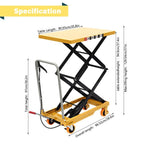 Purptarol Hydraulic Scissor Lift Table, 770lbs Capacity 51" Adjustable Height Double Scissor Hydraulic Lift Table with Wheels for Material Handling and Transportation Purptarol