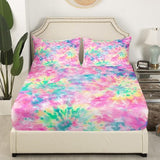 Erosebridal Kids Tie Dye Pink Bed Sheets Girls Bohemian Batik Sheet Set 4 Pcs King Size, Boho Psychedelic Sheets Set + Deep Pocket Fitted Sheets+ Girly Flat Sheet + Exotic Bedroom Decor 2 Pillow Shams Erosebridal