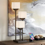 Franklin Iron Works Modern Console Table Lamp 29 1/2" Tall with USB Ports A+C Charging Bronze Metal White Glass Square Shade for Bedroom Living Room House Bedside Nightstand Home Office Entryway Franklin Iron Works