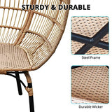 OTSUN Outdoor Egg Chair, PE Wicker Chair with 4 Thicken Cushions, Oversized Indoor Chairs with Durable Steel Frame Perfect for Balcony, Backyard, Bedroom, Patio Chairs 440 lbs Capacity-Ivory OTSUN