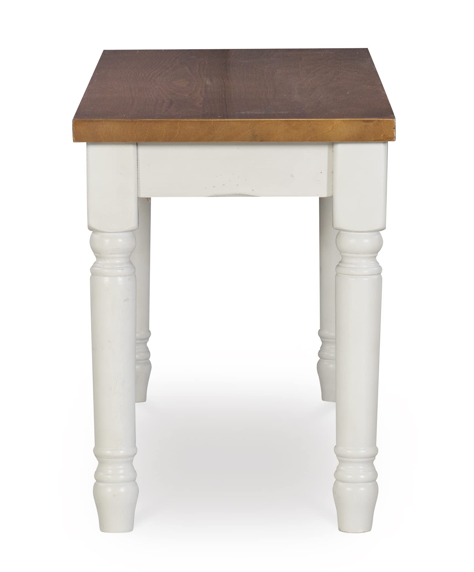 Powell Backless Dining Wood Top Willow Bench, White & Honey Brown - WoodArtSupply