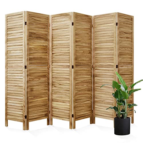 Room Dividers and Folding Privacy Screens, Wood Louvered Separators Divider Wall for Home Office Bedroom - 6 Panels, 67 * 90inch (Wood) Svimi