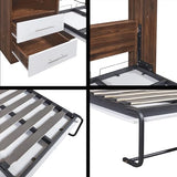 Harper & Bright Designs Twin Size Murphy Bed Frame with Storage Shelves and Drawer, Modern Wall Bed Can Be Folded into a Cabinet, Wood Twin Size Wall Bed for Guest Room Home Office, White & Walnut Harper & Bright Designs