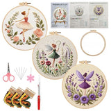 Embroidery Kit for Adults, Pre-Stamped Pattern Embroidery Kit for Beginners, Needlepoint Starter Kit with Hoop Thread Needle Instruction, 7.9'' Hoop (Flower Fairy 3 Packs)