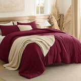 Bedsure King Comforter Set, Dark Red Soft Prewashed Bedding for All Seasons, 3 Pieces GentleSoft™ Bed Set, 1 Lightweight Comforter (104"x90") and 2 Pillowcases (20"x36")