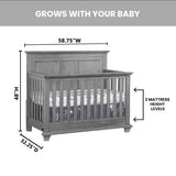 Oxford Baby Kenilworth 4-in-1 Convertible Baby Crib, Graphite Gray, GreenGuard Gold Certified Oxford Baby