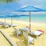 Yescom 9ft Wooden Outdoor Patio Blue Umbrella W/ Pulley Market Garden Yard Beach Deck Cafe Sunshade Yescom