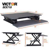 Victor DCX710G High Rise Collection Height Adjustable Standing Desk with Keyboard Tray (Gray) - Sturdy Steel Frame, Dual Lever Release System, 2 Tiered Wooden Work Surface and Keyboard Tray, 31 Inches Victor