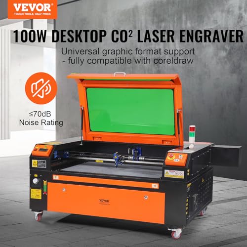 VEVOR 100W CO2 Laser Engraver, 24 x 35 in, 19.7 IPS Laser Cutter Machine with 2-Way Pass Air Assist, Compatible with LightBurn, CorelDRAW, AutoCAD, Windows, Mac OS, Linux, for Wood Acrylic Fabric More VEVOR