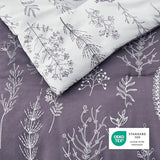 Bedsure Queen Comforter Set - Grayish Purple Bed Set, 3 Pieces Cute Floral Bedding, 1 Soft Reversible Botanical Flowers Comforter and 2 Pillow Shams Bedsure