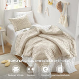 Comfort Spaces Twin/Twin XL Comforter Set for College Tufted Boho Dorm Comforter Set Twin XL Size, All Season Lightweight Bedding Set Soft, Matching Sham Beige 2 Piece Comfort Spaces