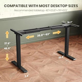 Casaottima Electric Standing Desk Frame, Dual Motor Height Adjustable Table Legs with Memory Presets for Home Office, Stand Up Desk Legs for 40 to 79 inch Desktop, Black Frame Only Casaottima