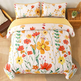 Anibedding Quilt Set Full Size, Yellow Floral Reversible Bedspread Soft Microfiber Lightweight Full Quilt Bedding Sets Reversible Coverlet for All Season(78"x90") Anibedding