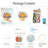 Zhenqing Flower Basket Embroidery Kit for Beginners, Pre-Printed 29x29cm Cotton Fabric with 20cm Hoop, Garden Design with Butterflies (JC0047