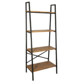 Blissun Ladder Shelf, 4-Tier Bookshelf, Storage Rack Shelf for Office, Bathroom, Living Room, Hazelnut Brown Blissun