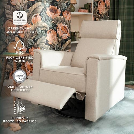 Namesake Willa Plus Power Glider Recliner w/Power Headrest in Performance Beach Eco-Weave, Water Repellent and Stain Resistant, Greenguard Gold and CertiPUR-US® Certified NAMESAKE