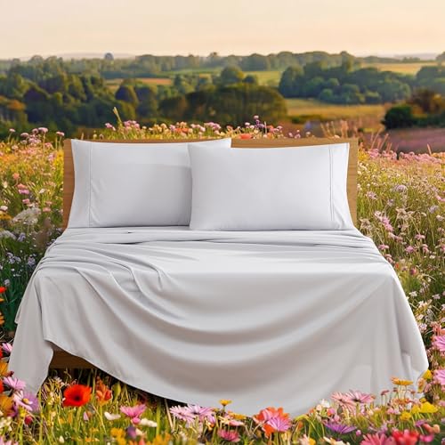 UGG Hedi Full XL Sheet Set 4-Piece Luxury Cooling Sheets Deep Pockets Premium Bedding with 2 Pillow Shams Hypoallergenic Machine Washable Soft Lightweight Bed Set for Bedroom, Full XL, Stone Grey UGG