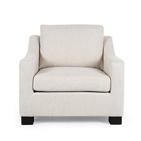 Christopher Knight Home Wesley Contemporary Fabric Club Chair, Beige, Dark Brown 33.5D x 33.75W x 32H Inch Christopher Knight Home