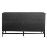 WILSHINE Sideboard Buffet with Storage Cabinet, 60" Black Buffets & Sideboards Credenza Wooden Entryway Table with 4 Doors and Adjustable Shelves for Dining Living Room Kitchen Coffee Bar WILSHINE