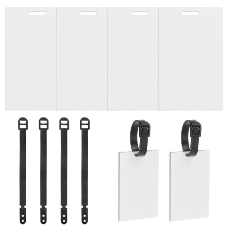 HARFINGTON 4 Sets Sublimation Luggage Tag Blanks with Strap 3.78" x 2.36" Double Sided Heat Transfer Painting Rectangle Shape Name ID Card Label Tags for DIY Craft Travel Suitcase Bags HARFINGTON
