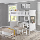 Alaterre Arlington Study Loft Bed with Pull-Out Seating and Storage, Twin Size, Solid Pine Wood and Sturdy MDF, Built-in Desk, Fold-Out Futon for Sleepovers, Guardrails Included, White Alaterre Furniture