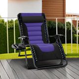 Best Choice Products Oversized Padded Zero Gravity Chair, Folding Outdoor Patio Recliner, XL Anti Gravity Lounger for Backyard w/Headrest, Cup Holder, Side Tray, Polyester Mesh - Black/Purple Best Choice Products