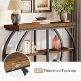 Tribesigns 41.3" Console Table, Industrial 3-Tier Entryway Table with Arched Metal Frame and Storage Shelves for Living Room, Hallway, Rustic Brown Tribesigns
