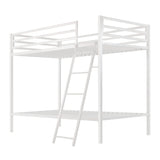 Heavy Duty ikalido Twin Over Twin Metal Bunk Bed with Safety Guard Rail and Ladder in Matte White ikalido