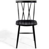 COSTWAY Dining Chair Set of 2, Farmhouse Windsor Chairs Dining Room Chairs with Spindle Back and Sturdy Metal Construction, Kitchen Side Chairs for Living Room Restaurant, Black (Height 17'') COSTWAY