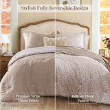 Queen Comforter Set - 7 Pieces Dark Brown Gauze Muslin Bedding Sets for All Seasons, Lightweight Breathable Bed in a Bag Queen with Revesible Farmhouse Comforter, Sheets, Pillowcases & Shams BLOOMHAVEN