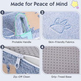 Foldable Floor Mattress with Pillow for Kids, Glow in The Dark Blue Dinosaur Toddler Washable Folding Floor Mat for Daycare, Child Trifold Futon Sofa Bed with Storage Bag for Playroom Girls and Boys Givjoy