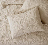 WDCOZY Coastal Beach Beige Twin Size Quilt Bedding Sets, Nautical Tropical Ocean Bedspread, Scallop Seashell Soft Coverlet, Lightweight Summer Thin Comforter for All Season WDCOZY