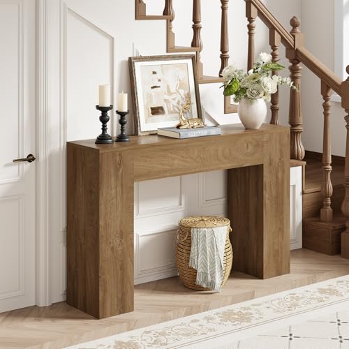 Wood Console Table for Entryway Living Room, 43-Inch Modern Sofa Table, Farmhouse Small Rectangular Accent Console with Wooden Double Base for Behind Couch Hallway Foyer Entrance, Light Oak Brown Epecoya