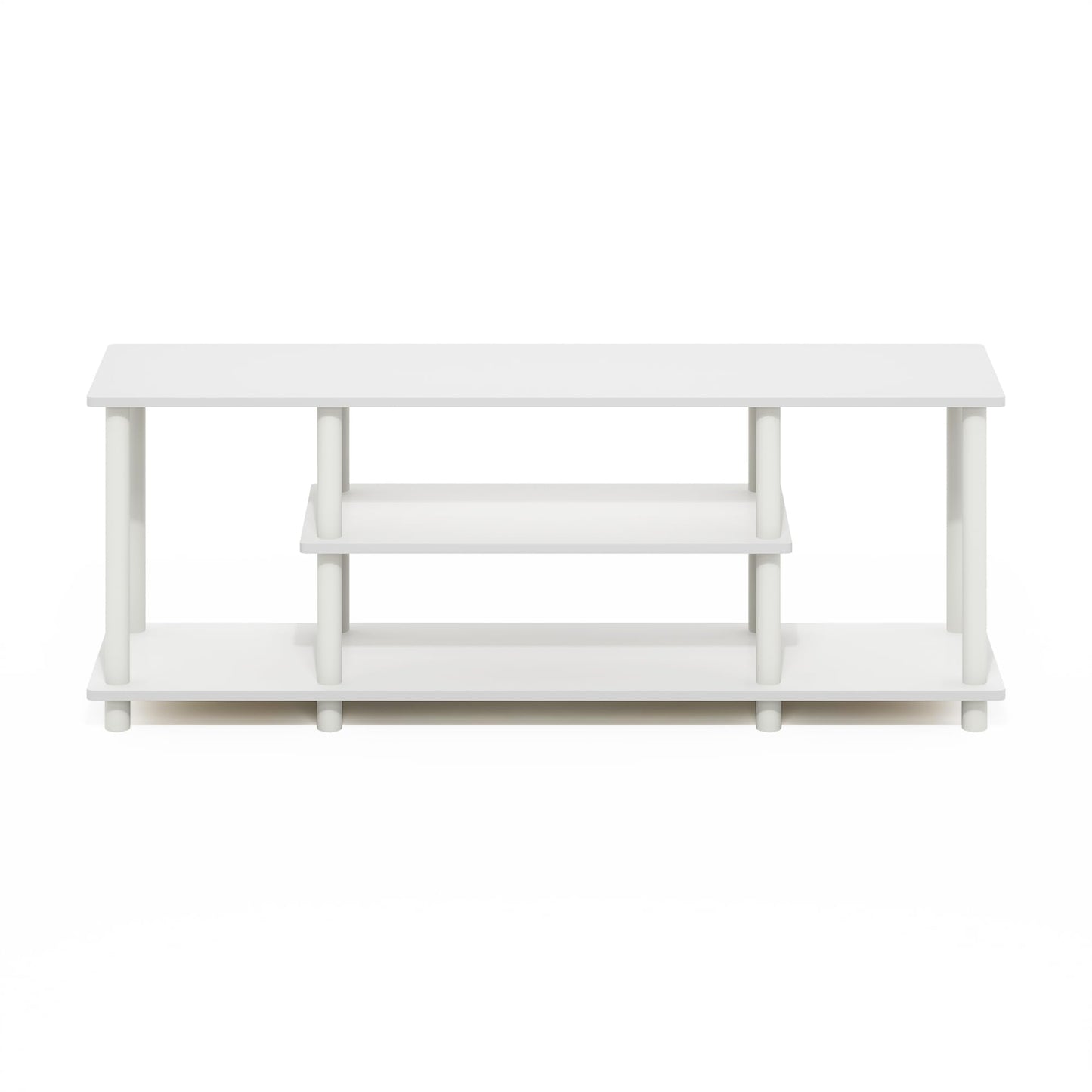 Furinno Turn-N-Tube No Tools 3D 3-Tier Entertainment TV Stands, White/White