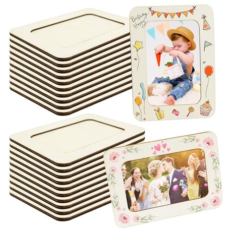RYKOMO 20 PCS DIY Wood Picture Frames, Unfinished Wooden Frames for 4 x 6 in Photos Wood Photo Picture Frames for Crafts Wood, DIY Painting, Arts Projects, Decorate RYKOMO