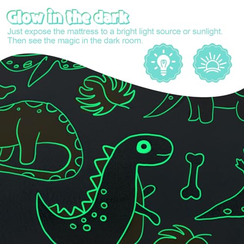 MeMoreCool Foldable Floor Mattress for Kids, Glow Dinosaur Trifold Mat, Kids Folding Mattress Portable Futon, Blue MeMoreCool