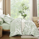 WONGS BEDDING 8 Pieces Queen Size Comforter Set Green, Sage Green Floral Bed in a Bag Comforter Sets, Soft Reversible Botanical Flowers Bedding Sets for All Season (90"x90") WONGS BEDDING
