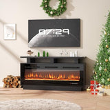 Fireplace TV Stand with 50" Smart Electric Fireplace, Modern Wood Entertainment Center with Mantel&Built-in Power Outlets, Fireplace Cabinet for Living Room (Black, 50" WiFi) HOMTHING