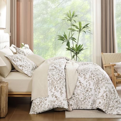 WONGS BEDDING Comforter Set King Size, 8 Pieces Brown Floral Botanical Comforter Sets, Bed in a Bag Soft Lightweight Microfiber Bedding Sets for All Seasons (90"x104") WONGS BEDDING