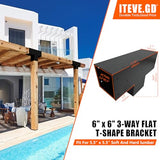 ITeVe.GD 3-Way Pergola Kit,3-Way T-Shape Flat Pergola DIY Brackets for 6 x 6 (Actual:5.5"x5.5") Lumber for Patio Pergola,Log Cabin Gazebo W/Hardware - 1 Pack… ITeVe.GD
