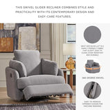 Signature Design by Ashley Modmax Contemporary Indoor Upholstered Press-Back Rocker Swivel Glider Recliner with Hidden Storages, Light Gray Signature Design by Ashley