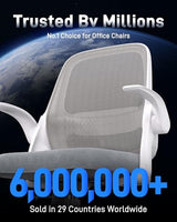 Ergonomic Mesh Office Chair for Home Office, Flip-Up Arms, Breathable Mesh Back & Thick Seat Cushion, Swivel Rolling Computer Desk Chair – BIFMA Certified, Supports 300 lbs (White Frame/Gray Seat) amseatec