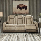 Signature Design by Ashley Next-Gen DuraPella Power Reclining Sofa with Adjustable Headrest, Sand Signature Design by Ashley
