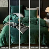 WARMDERN Emerald Green Flannel Velvet Duvet Cover King Size Duvet Cover Bedding Sets, 3pcs Ultra Soft Luxury Textured Modern Crystal Velvet Duvet Covers with Zipper Closure(Emerald Green, King) WARMDERN